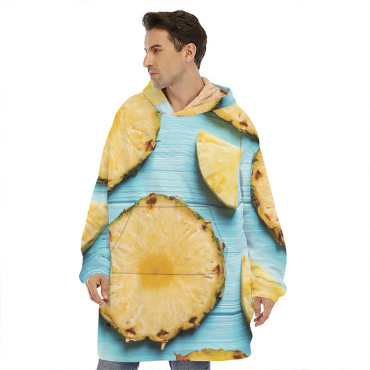 Sliced Pineapple Print Hoodie Blanket