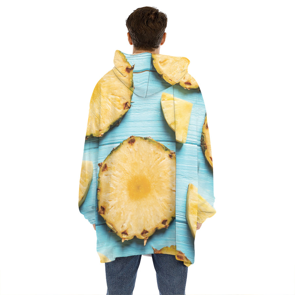 Sliced Pineapple Print Hoodie Blanket