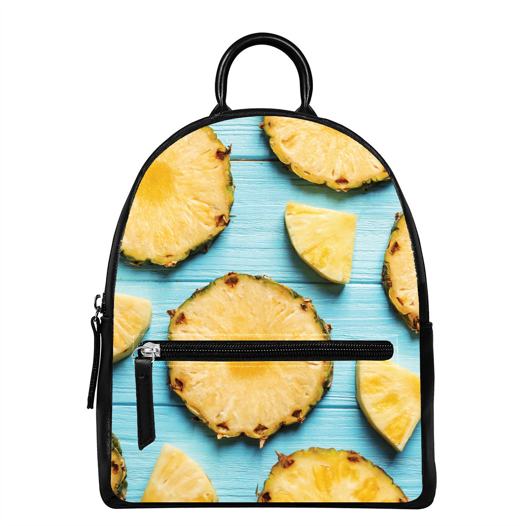 Sliced Pineapple Print Leather Backpack