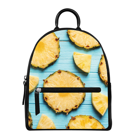 Sliced Pineapple Print Leather Backpack