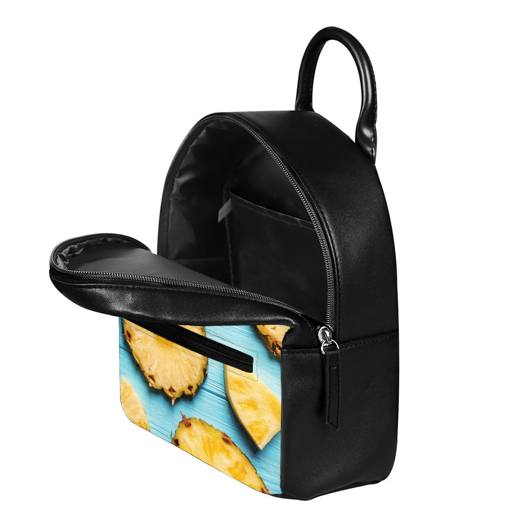 Sliced Pineapple Print Leather Backpack