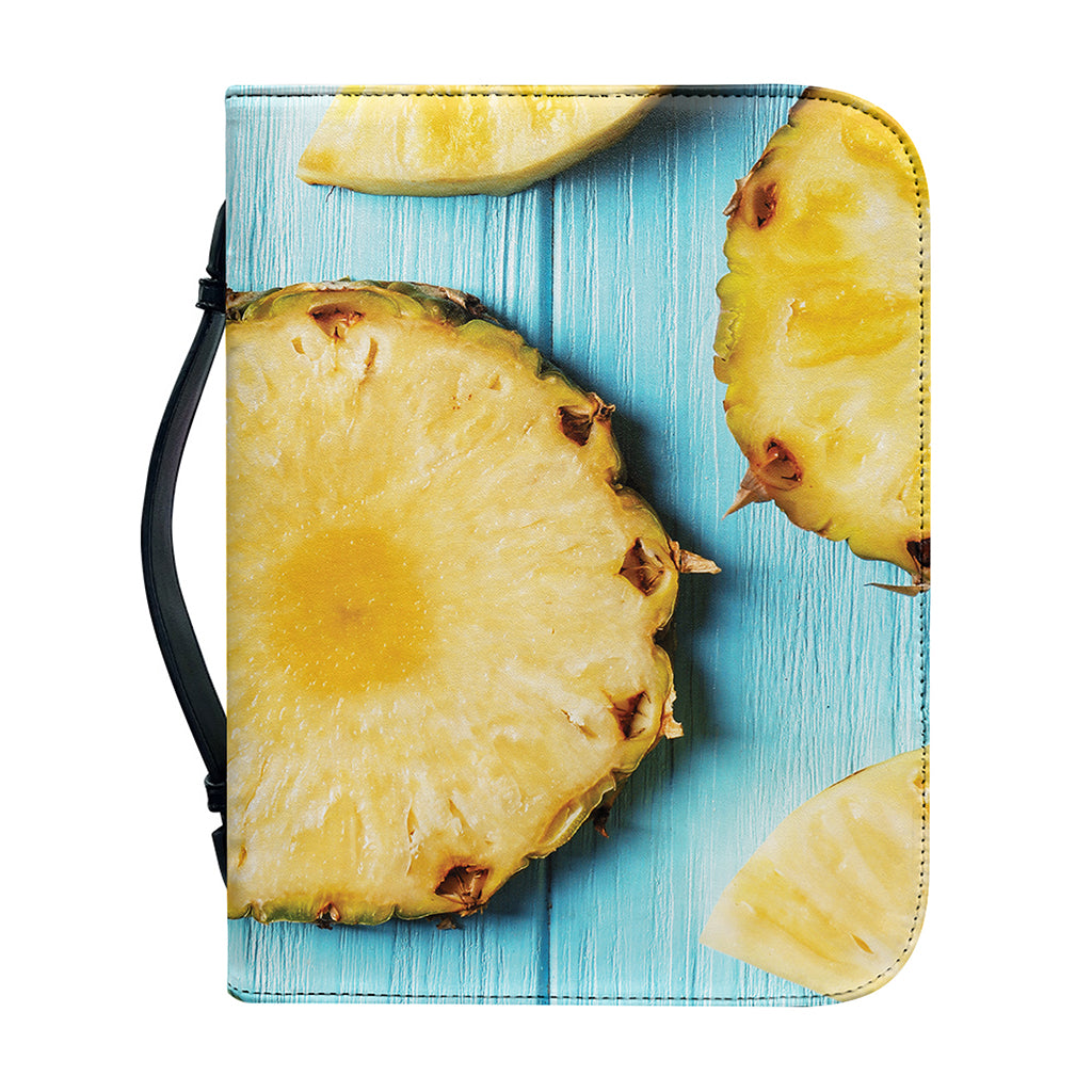 Sliced Pineapple Print Leather Bible Cover
