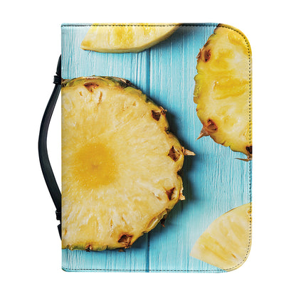 Sliced Pineapple Print Leather Bible Cover