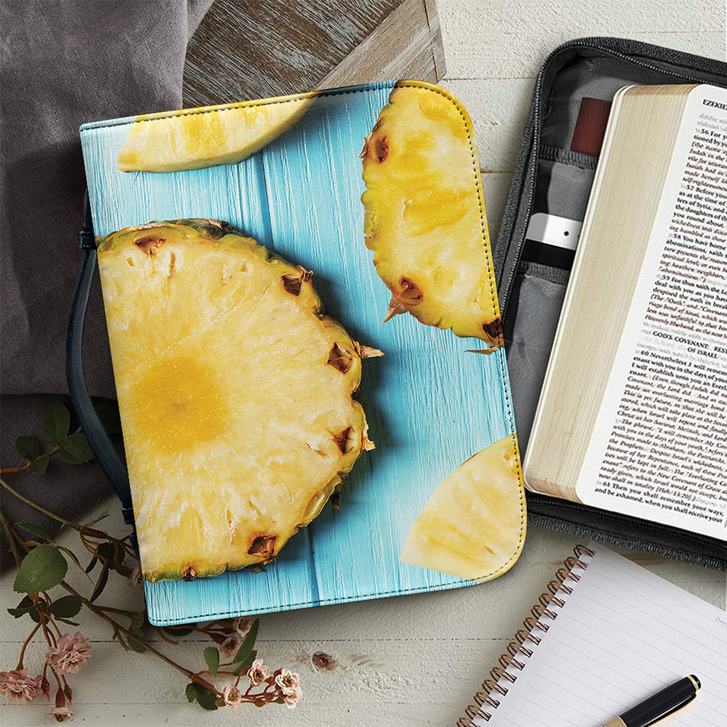 Sliced Pineapple Print Leather Bible Cover