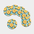 Sliced Pineapple Print Leather Coaster Set