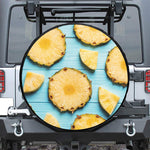 Sliced Pineapple Print Leather Spare Tire Cover