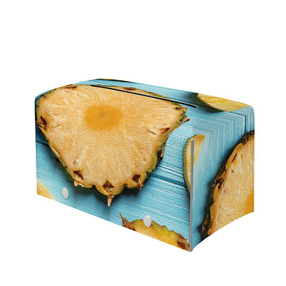 Sliced Pineapple Print Leather Tissue Box Cover
