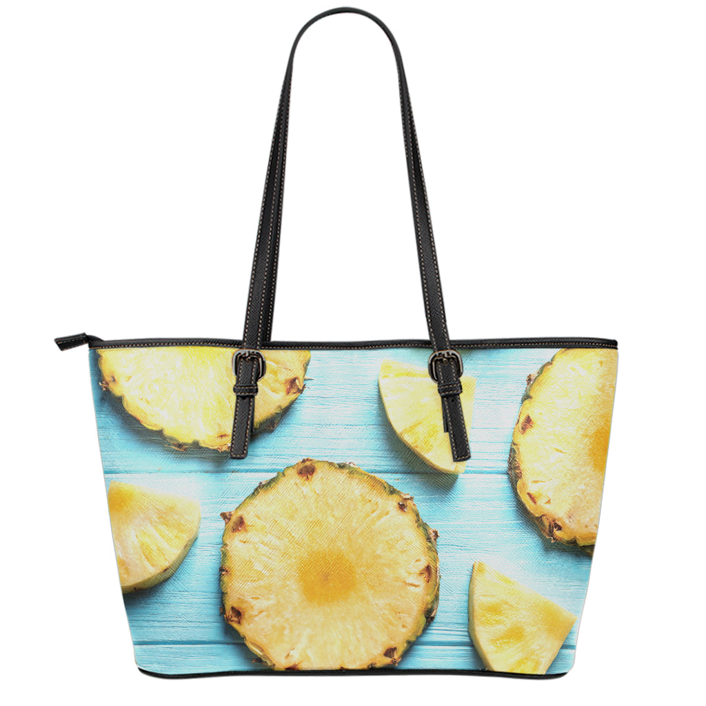 Sliced Pineapple Print Leather Tote Bag