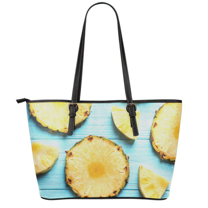 Sliced Pineapple Print Leather Tote Bag