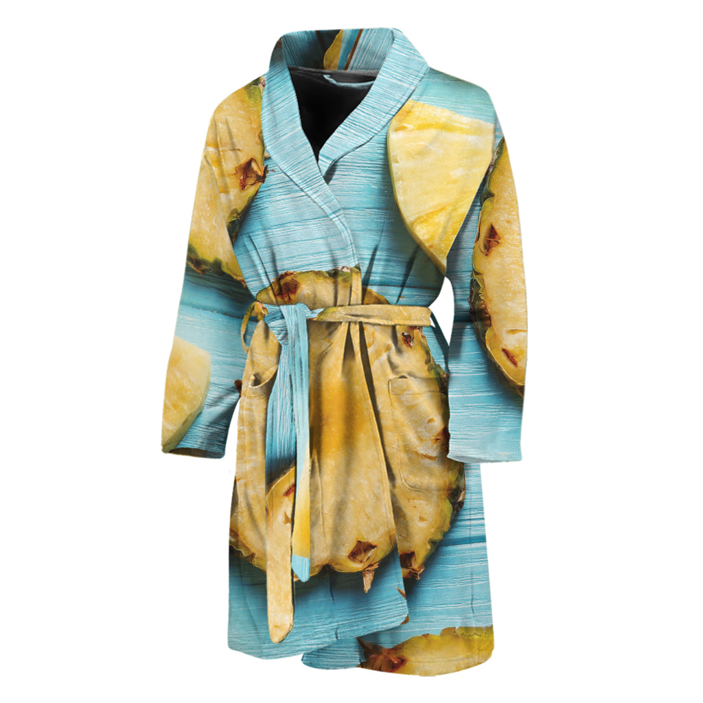 Sliced Pineapple Print Men's Bathrobe