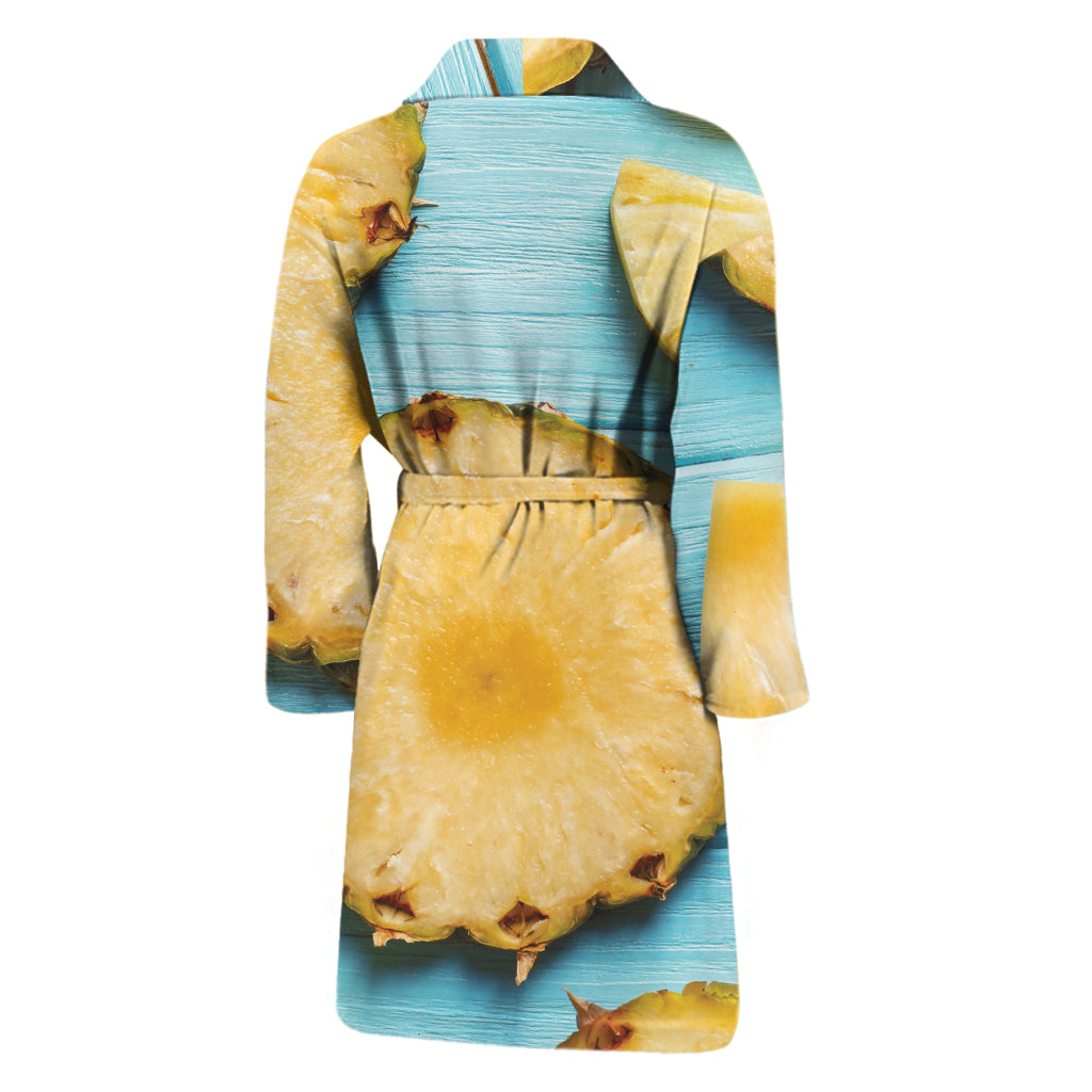 Sliced Pineapple Print Men's Bathrobe