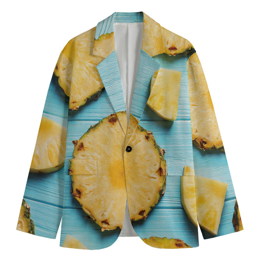 Sliced Pineapple Print Men's Blazer