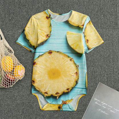 Sliced Pineapple Print Men's Bodysuit