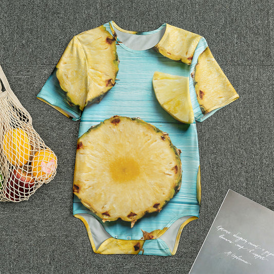 Sliced Pineapple Print Men's Bodysuit