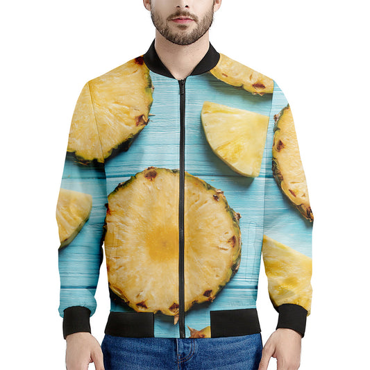 Sliced Pineapple Print Men's Bomber Jacket