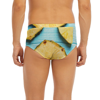 Sliced Pineapple Print Men's Briefs