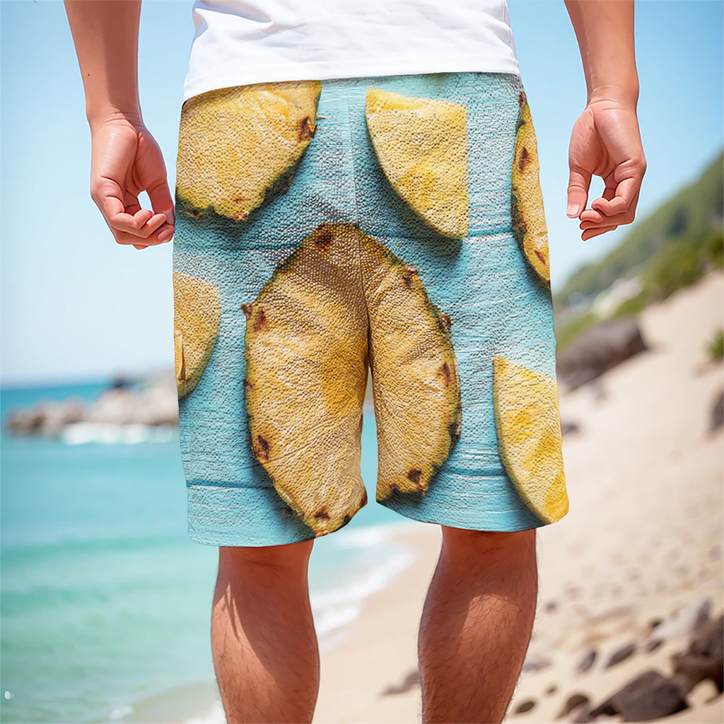 Sliced Pineapple Print Men's Cargo Shorts