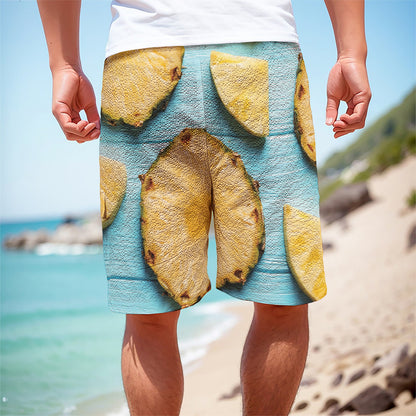 Sliced Pineapple Print Men's Cargo Shorts
