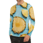 Sliced Pineapple Print Men's Long Sleeve Rash Guard