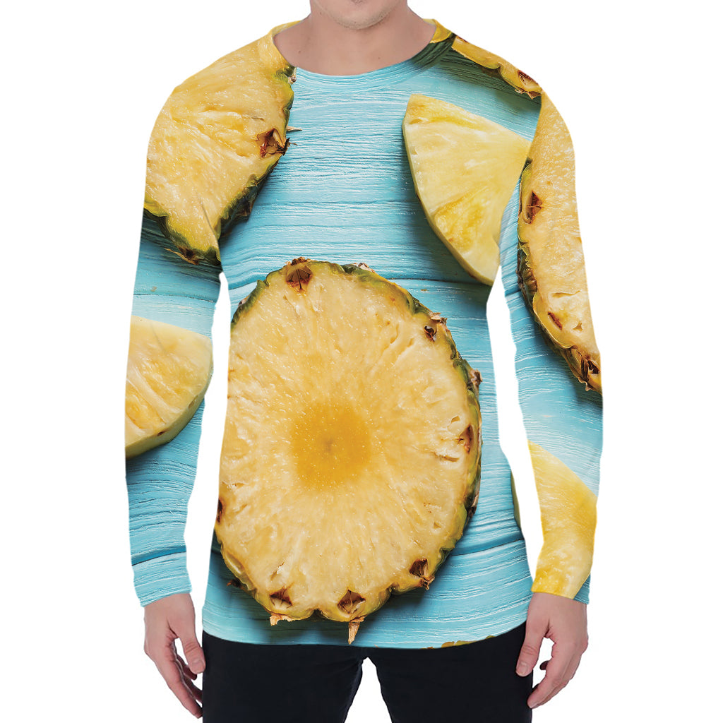 Sliced Pineapple Print Men's Long Sleeve T-Shirt