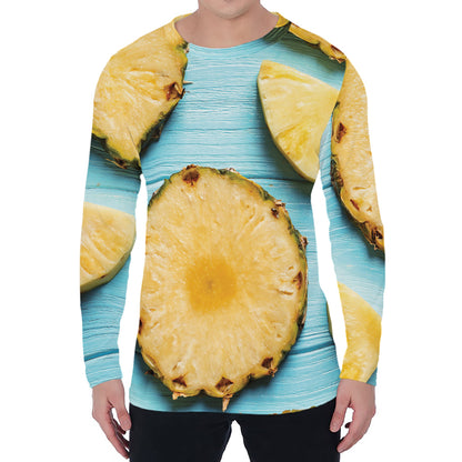 Sliced Pineapple Print Men's Long Sleeve T-Shirt