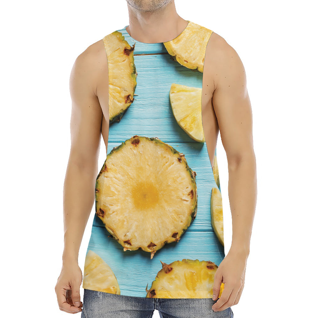 Sliced Pineapple Print Men's Muscle Tank Top