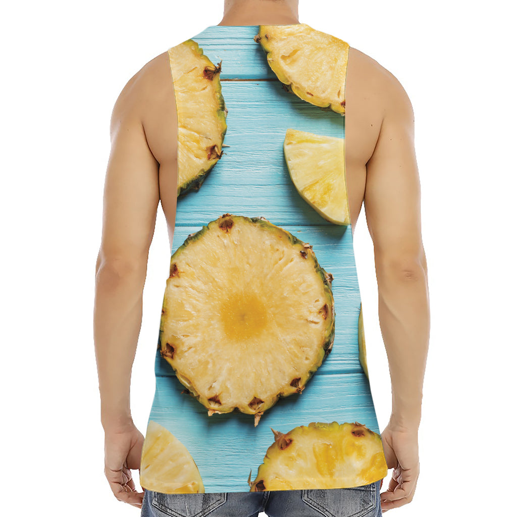 Sliced Pineapple Print Men's Muscle Tank Top
