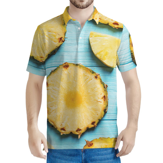 Sliced Pineapple Print Men's Polo Shirt