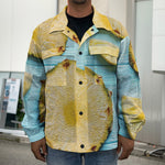 Sliced Pineapple Print Men's Shirt Jacket
