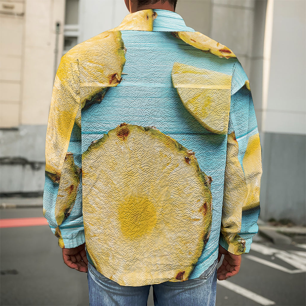 Sliced Pineapple Print Men's Shirt Jacket
