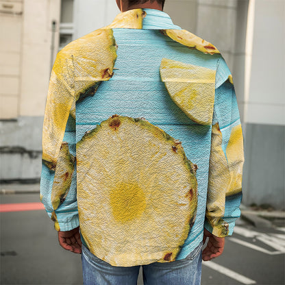 Sliced Pineapple Print Men's Shirt Jacket