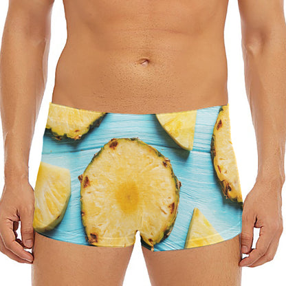 Sliced Pineapple Print Men's Short Boxer Briefs