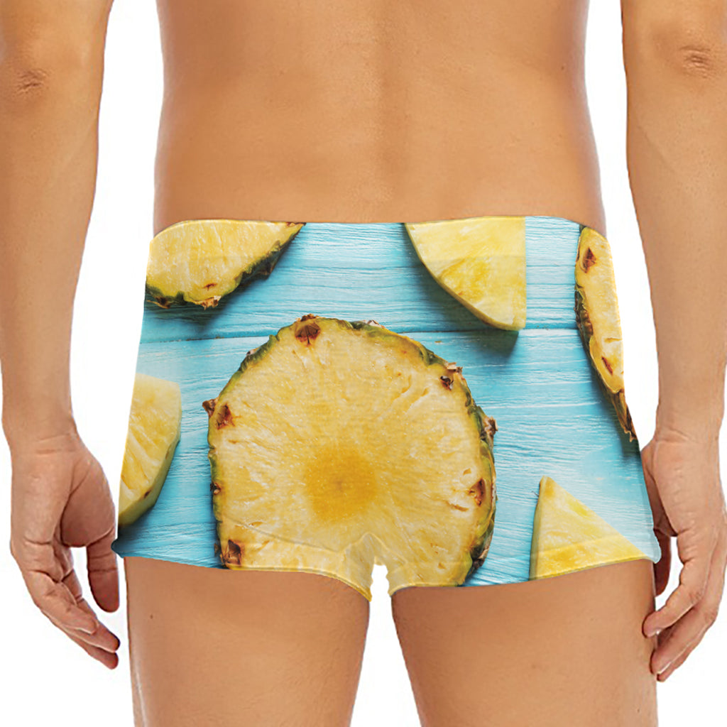 Sliced Pineapple Print Men's Short Boxer Briefs