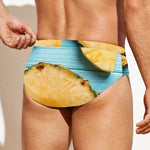 Sliced Pineapple Print Men's Swim Briefs