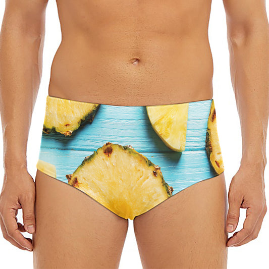Sliced Pineapple Print Men's Triangle Swim Briefs