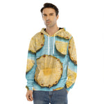 Sliced Pineapple Print Men's Velvet Pullover Hoodie