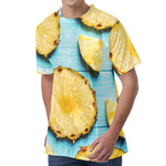 Sliced Pineapple Print Men's Velvet T-Shirt