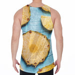 Sliced Pineapple Print Men's Velvet Tank Top