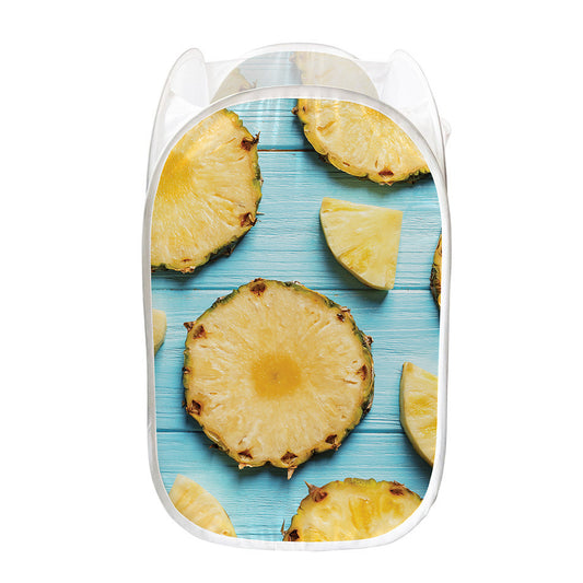 Sliced Pineapple Print Mesh Laundry Hamper