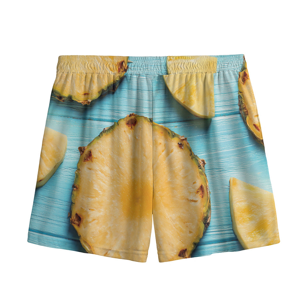 Sliced Pineapple Print Mesh Shorts