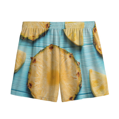Sliced Pineapple Print Mesh Shorts