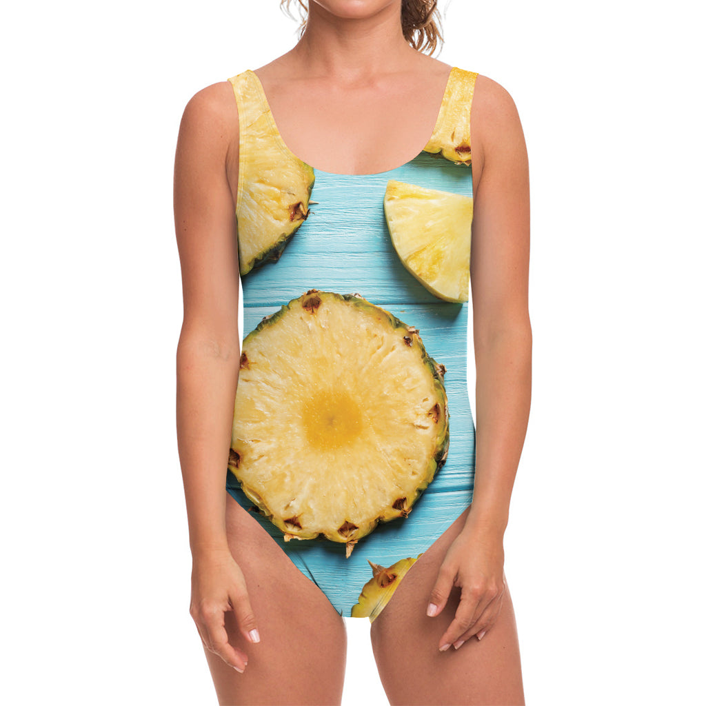 Sliced Pineapple Print One Piece Swimsuit