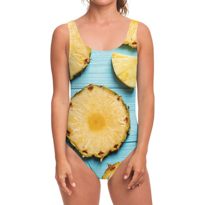 Sliced Pineapple Print One Piece Swimsuit