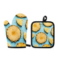 Sliced Pineapple Print Oven Mitt And Pot Holder Set