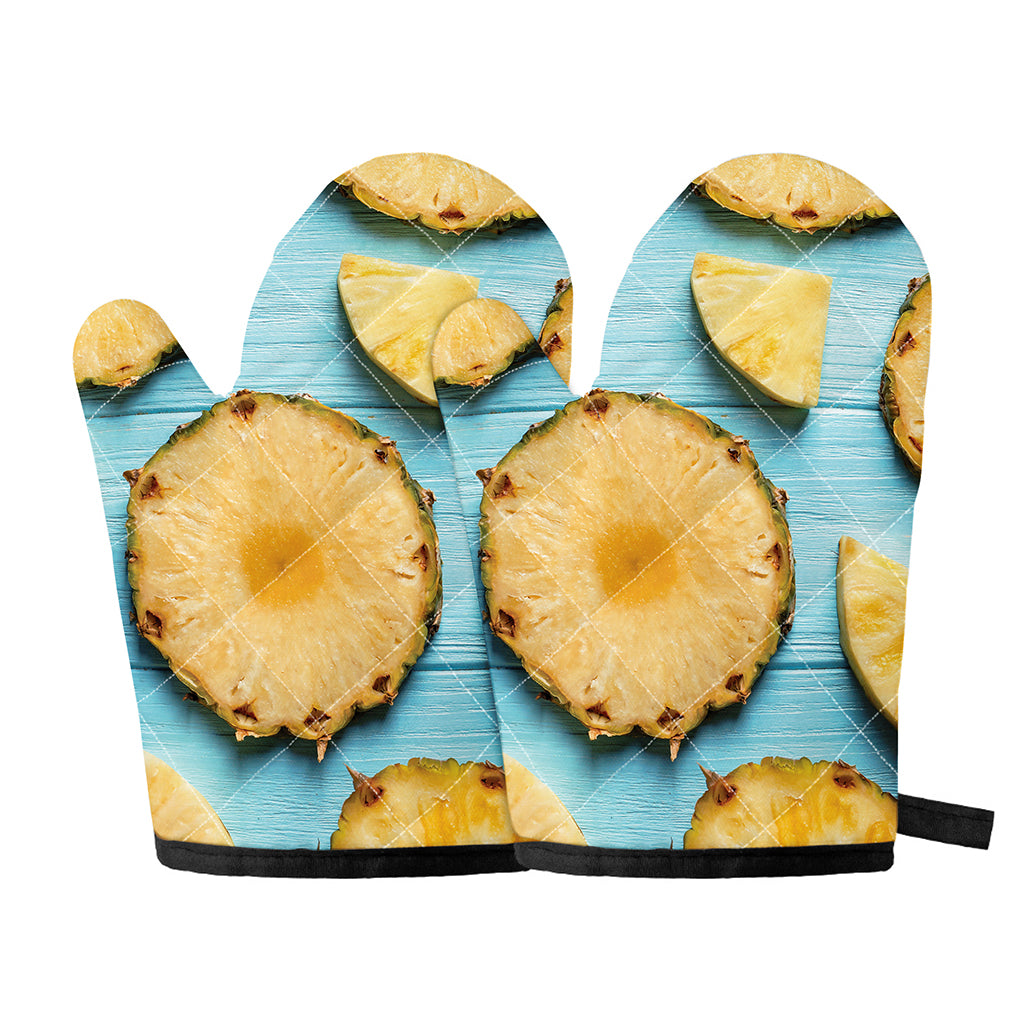 Sliced Pineapple Print Oven Mitts