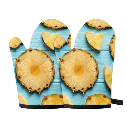Sliced Pineapple Print Oven Mitts