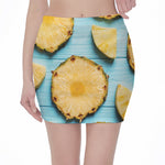 Sliced Pineapple Print Pencil Mini Skirt