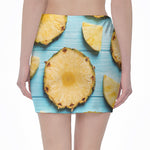 Sliced Pineapple Print Pencil Mini Skirt