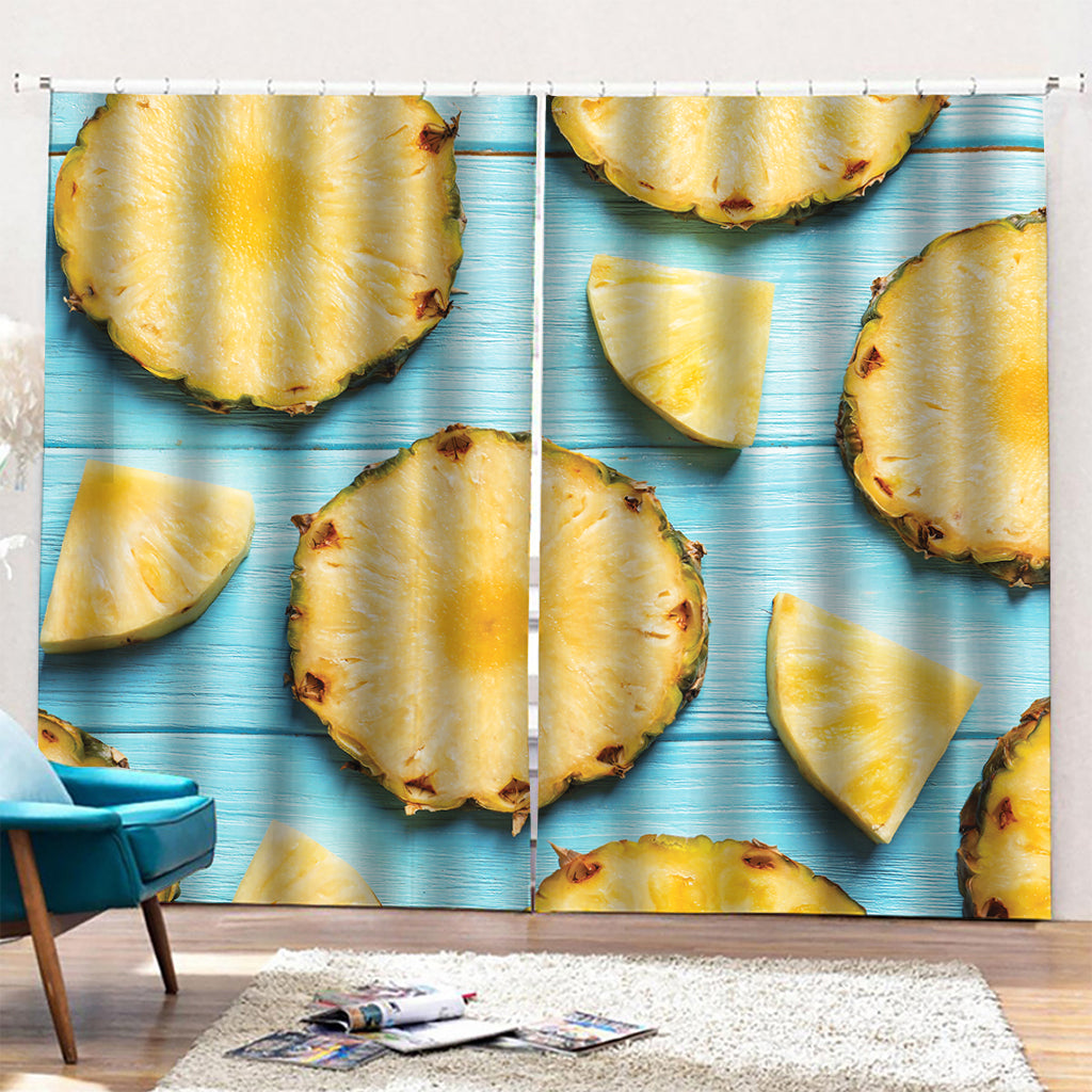 Sliced Pineapple Print Pencil Pleat Curtains