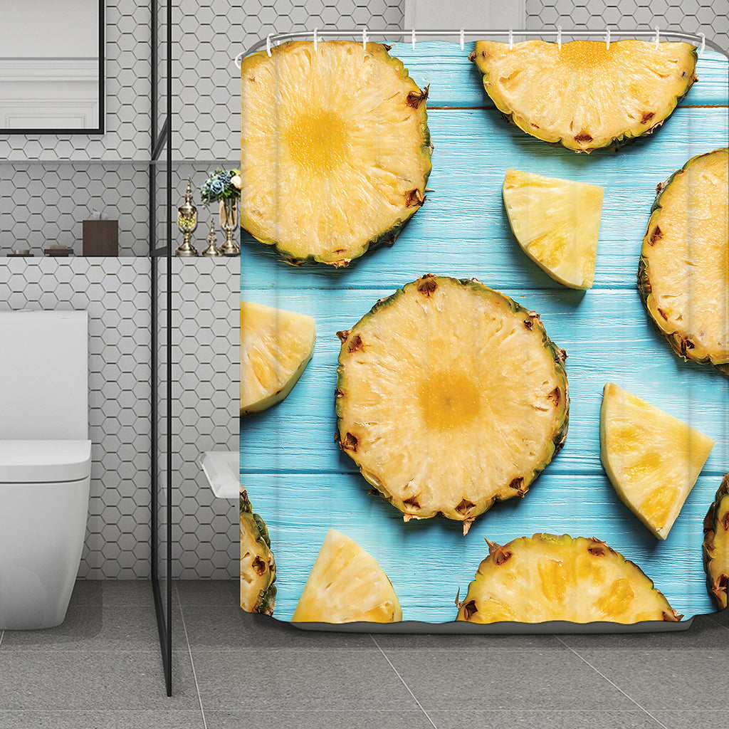Sliced Pineapple Print Polyester Shower Curtain